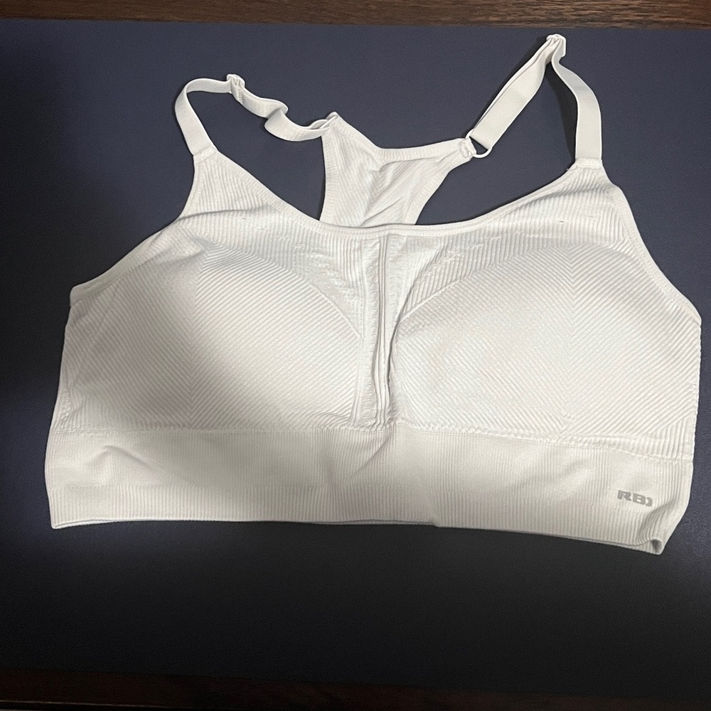RBX Sports Bra White Padded Adjustable Straps Casual Wear Barely Worn